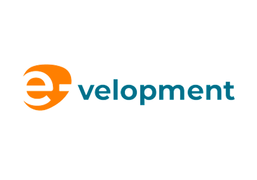 Es wird das Logo von evelopment dargestellt.
