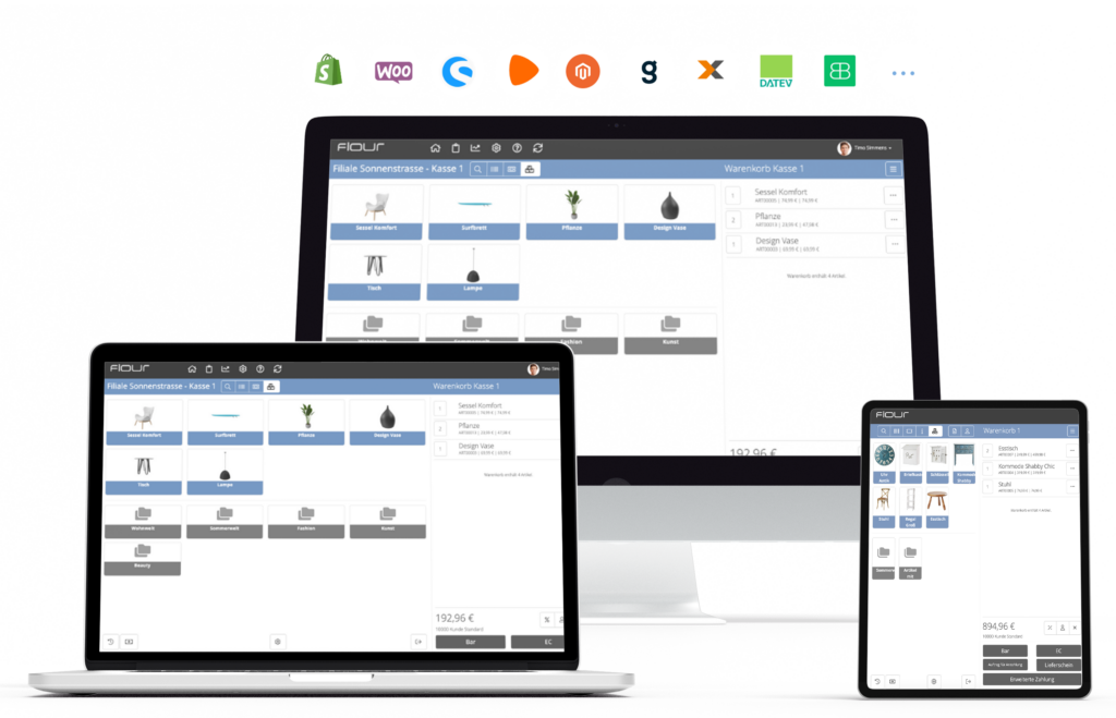 Die flour Software wird auf verschiedenen Endgeräten dargestellt.