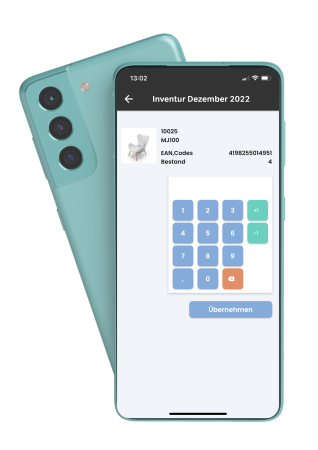 Es wird die Inventur-Übersicht auf einem Handy dargestellt.